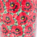 Utensil Jar 6”.  Handmade Polish pottery.  UNIKAT Scarlet Poppy