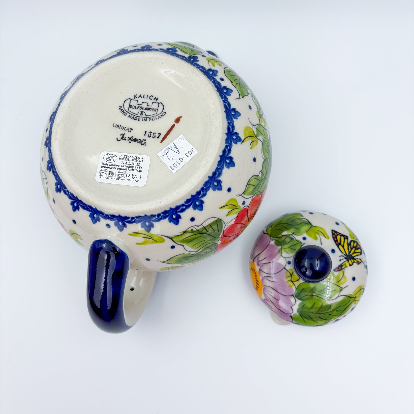 47 oz Teapot Kubus Handcrafted Potery in Poland.  Monarch Design