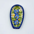 Spoon Rest 5”.  Handmade Polish pottery.  UNIKAT Blue Poppy Songbird