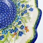 Close-up of center medallion edge and bees on Bluebell Meadow wave bowl