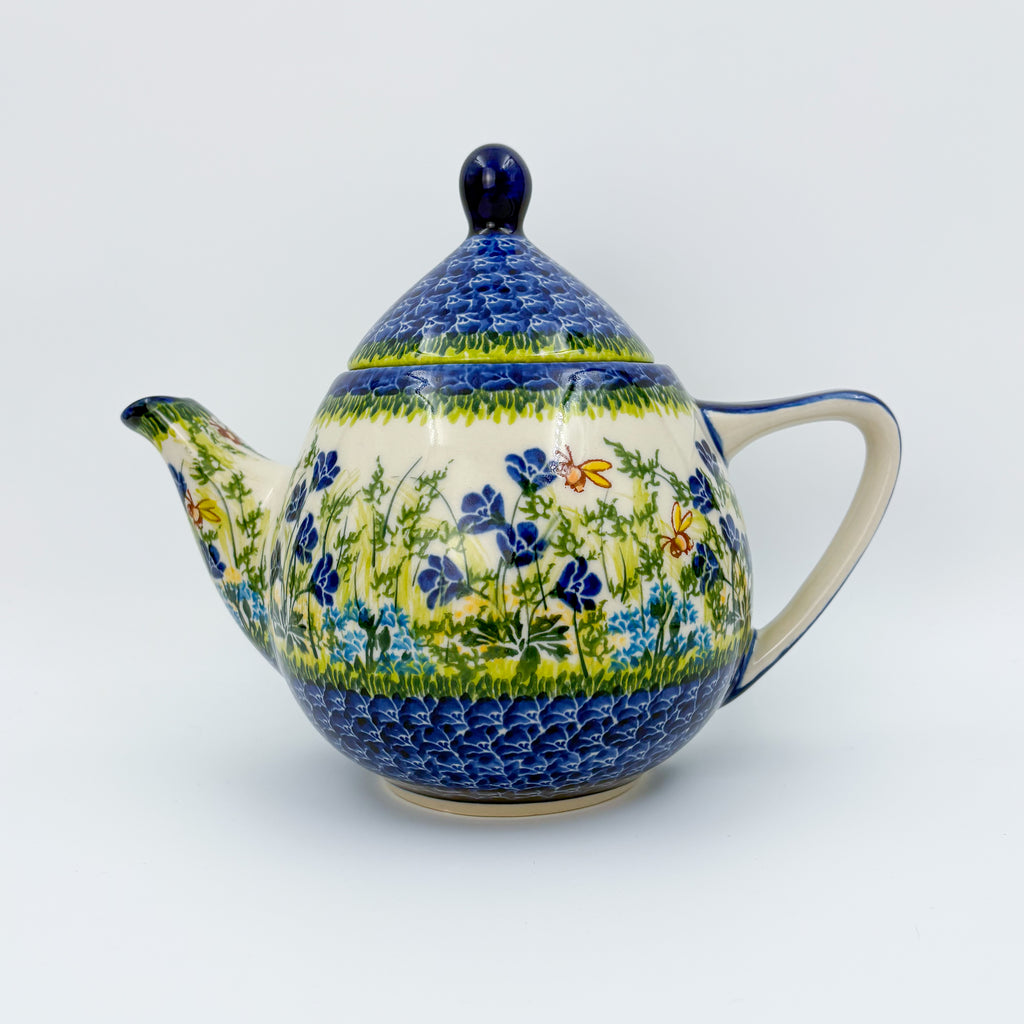 37 oz Teapot Atena Handcrafted Pottery in Poland. UNIKAT Bluebell Meadow Design