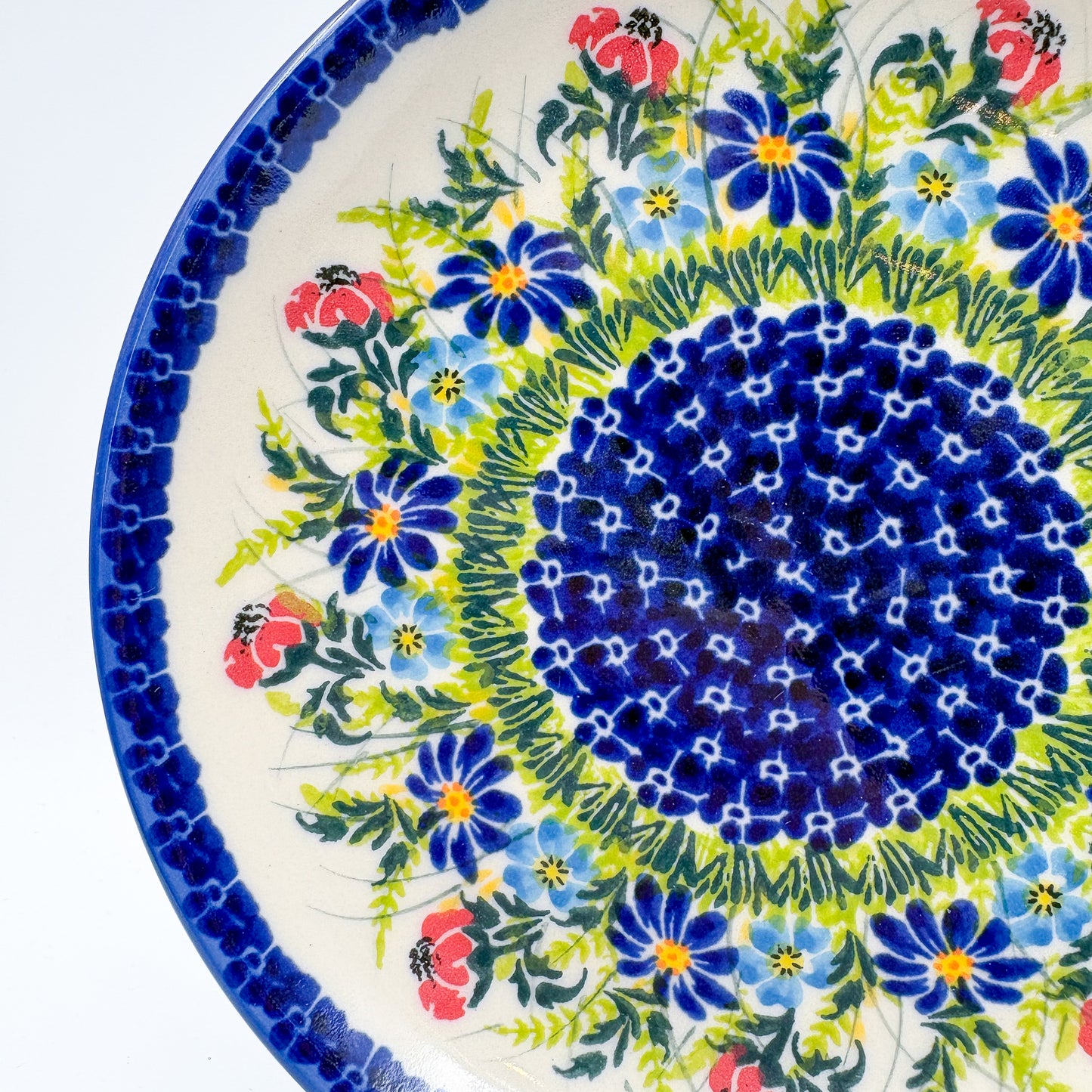 7.5” Plate.  Hand crafted Polish pottery stoneware: UNIKAT Meadow Breeze