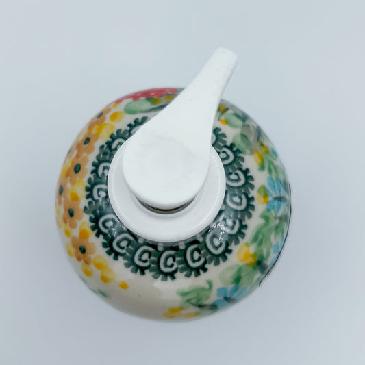 Soap Dispenser 5”.  Handmade Polish pottery.  UNIKAT Garden Delight