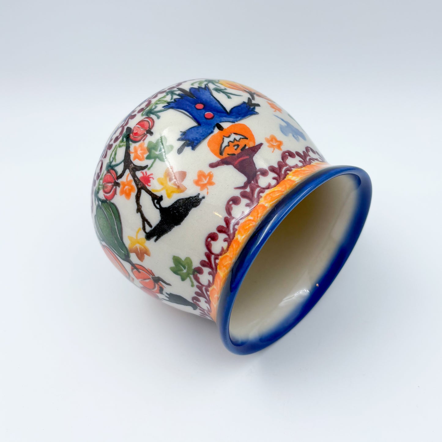 17 oz Bubble Mug XL. Handcrafted Polish pottery stoneware:  UNIKAT Pumpkin Scarecrow