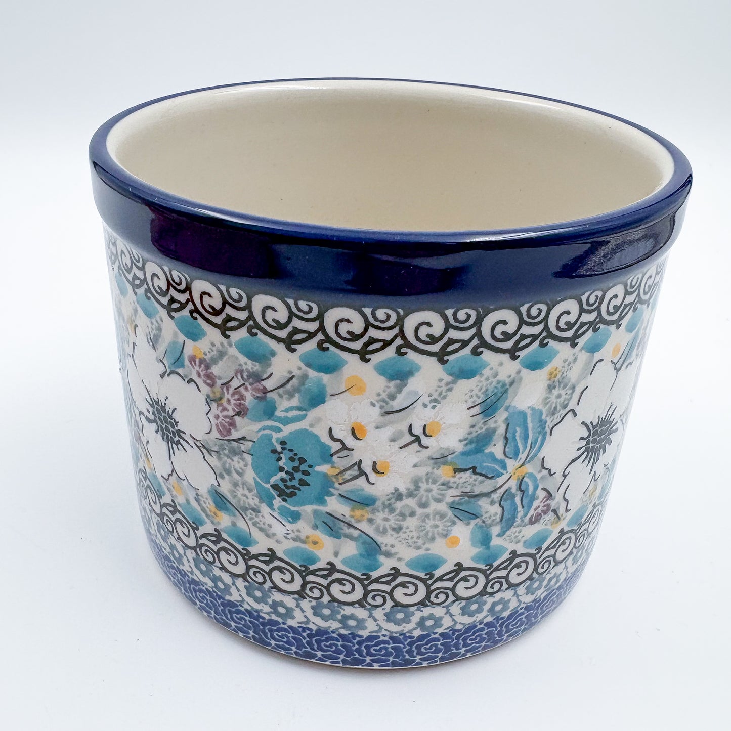 Utensil Jar 5”.  Handmade Polish pottery.  UNIKAT Solstice Bloom