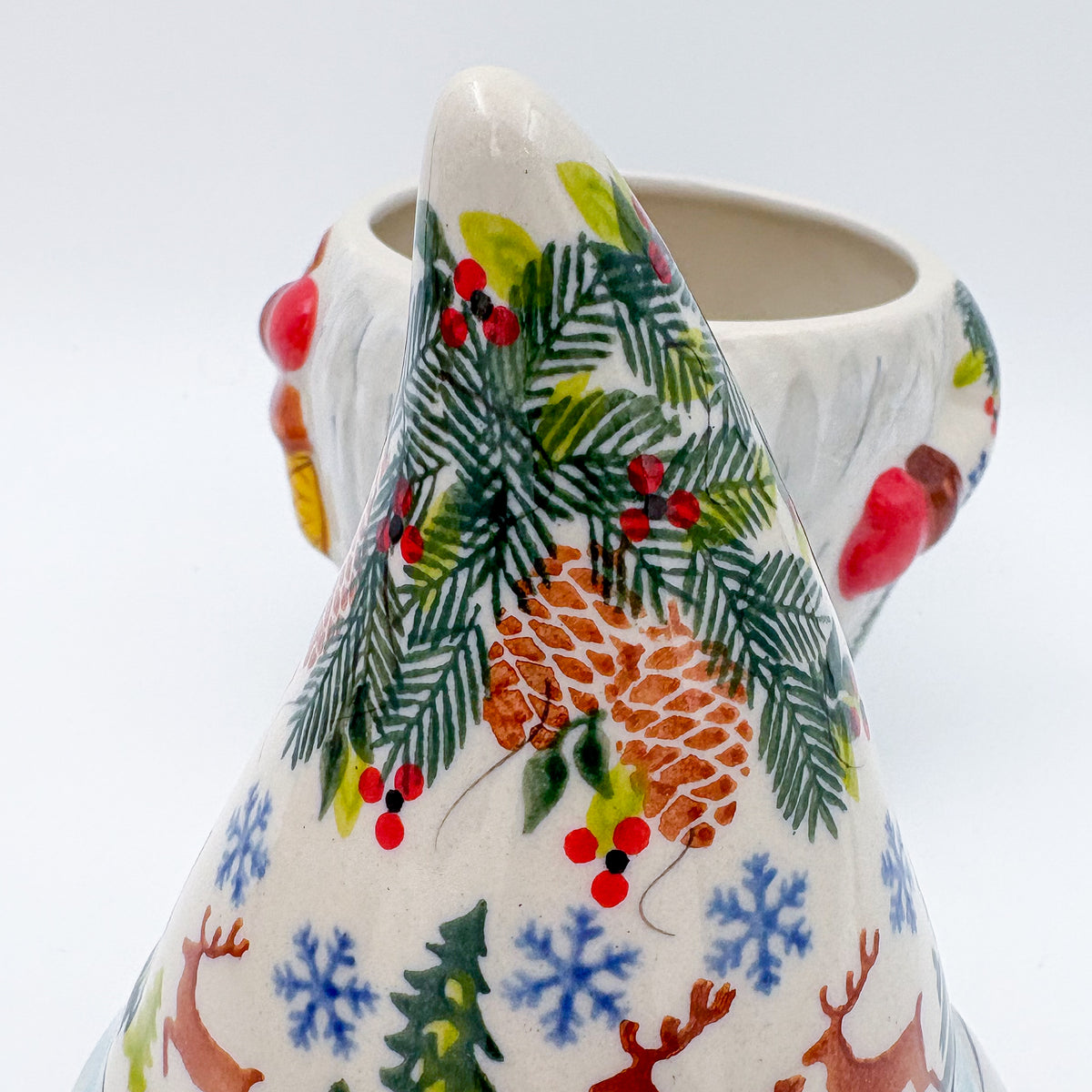 Small Gnome Cookie Jar. Handmade Polish pottery.  UNIKAT Reindeer Bliss