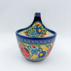 Garden Poppy loop-handle bowl mug, angled view showing interior floral design