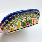 9" Boat Dish .  Hand painted Polish pottery stoneware.  UNIKAT Candyland