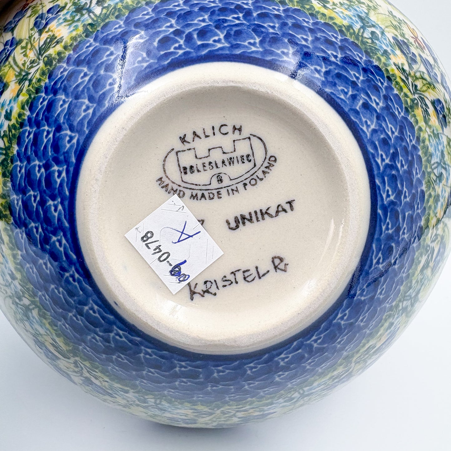 3 Point Bowl.  Hand crafted Polish pottery stoneware:  UNIKAT Bluebell Meadow