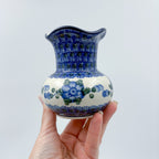 Vase Wavy 4”.  Handmade Polish pottery.  Blue Poppies