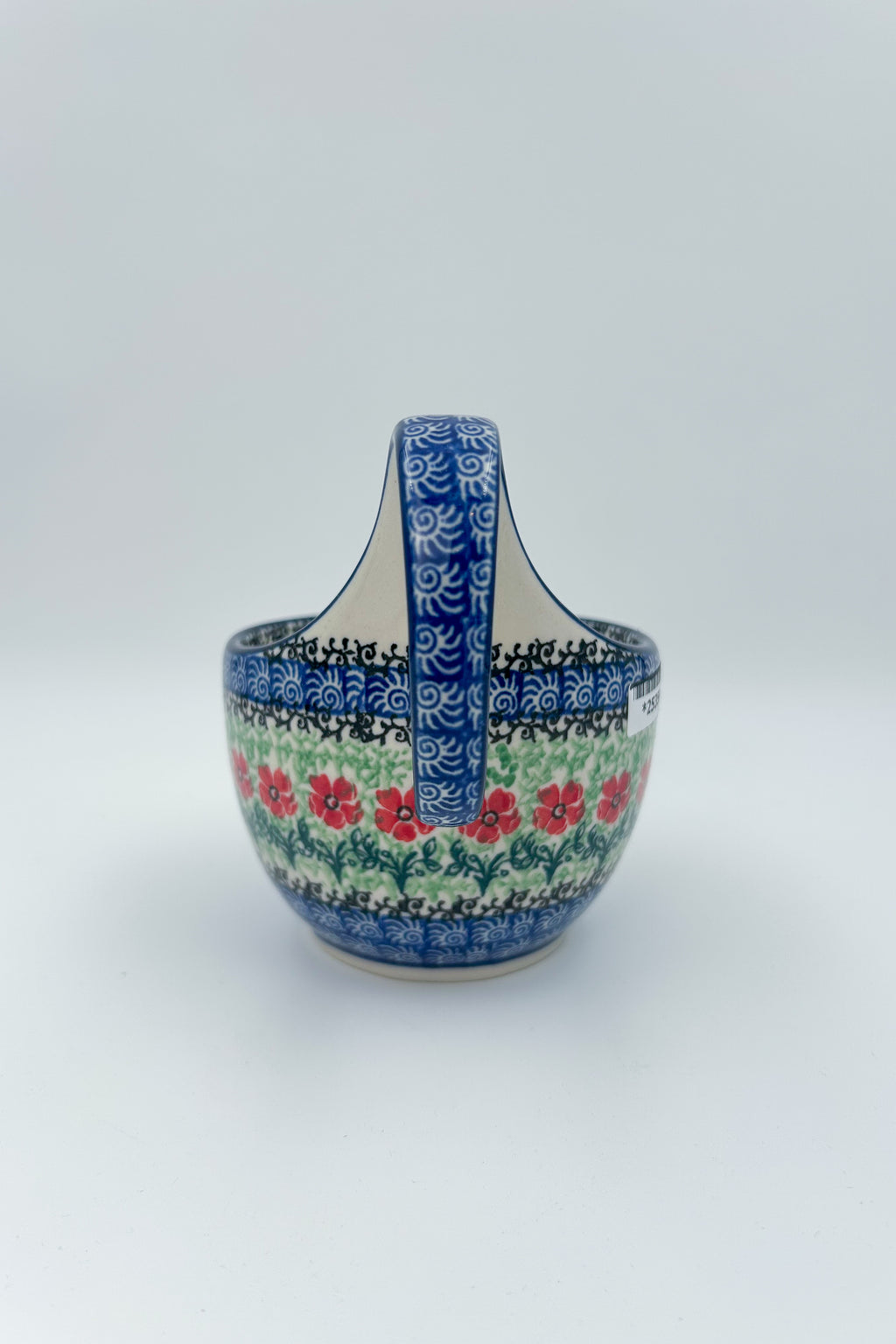 Maraschino loop-handle bowl, front view showing tall handle