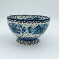5” Pedestal Bowl.  Hand crafted Polish pottery stoneware: UNIKAT Rhapsody in Blue Design