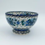 5” Pedestal Bowl.  Hand crafted Polish pottery stoneware: UNIKAT Rhapsody in Blue Design