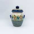 7" Lidded Jar.  Handmade Polish pottery.  UNIKAT Strawberry Fields