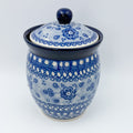 6" Lidded Jar.  Handmade Polish pottery.  UNIKAT Blue Poppy Design