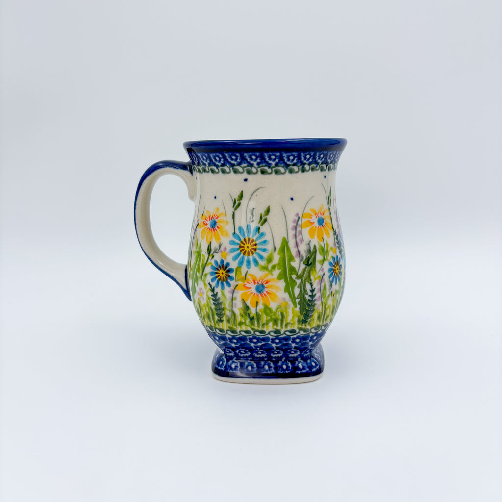Wildflower Meadow tulip mug on white background, front view
