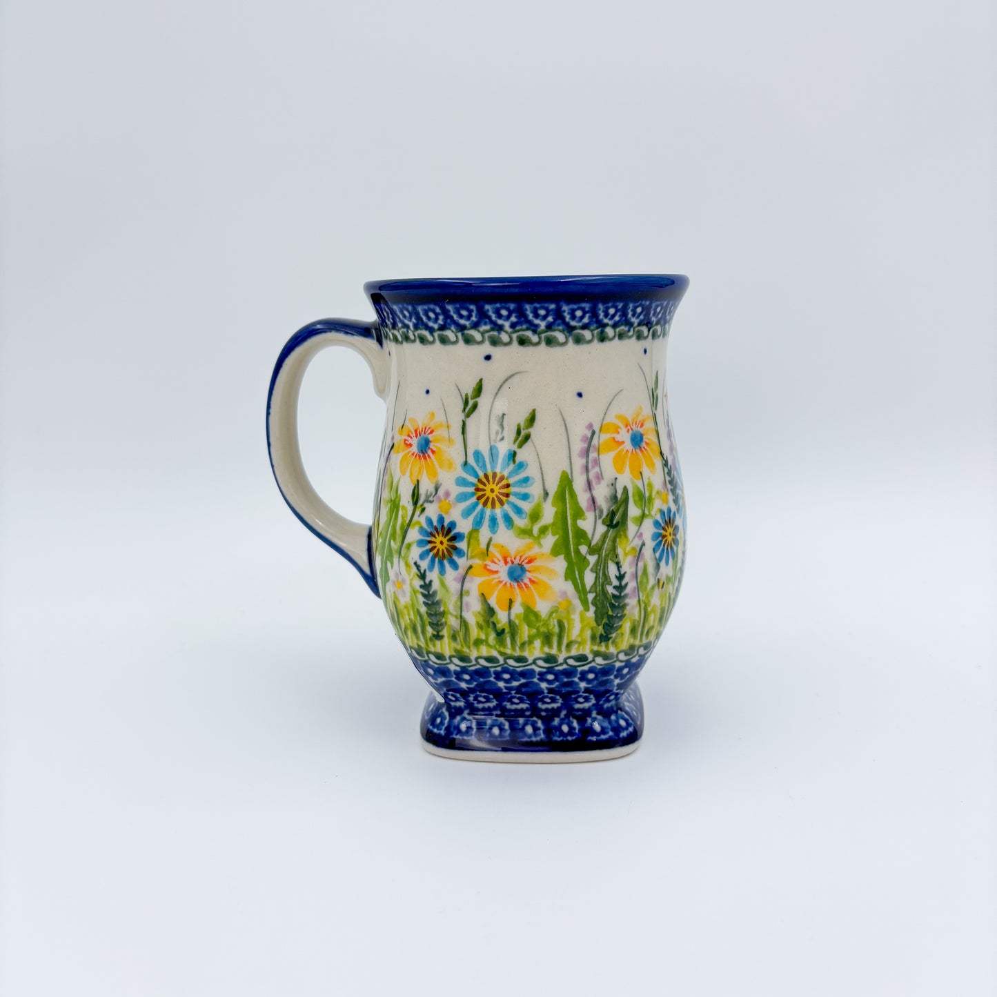 Tulip Mug 10oz. Handcrafted Polish pottery stoneware:  UNIKAT Wildflower Meadow Design