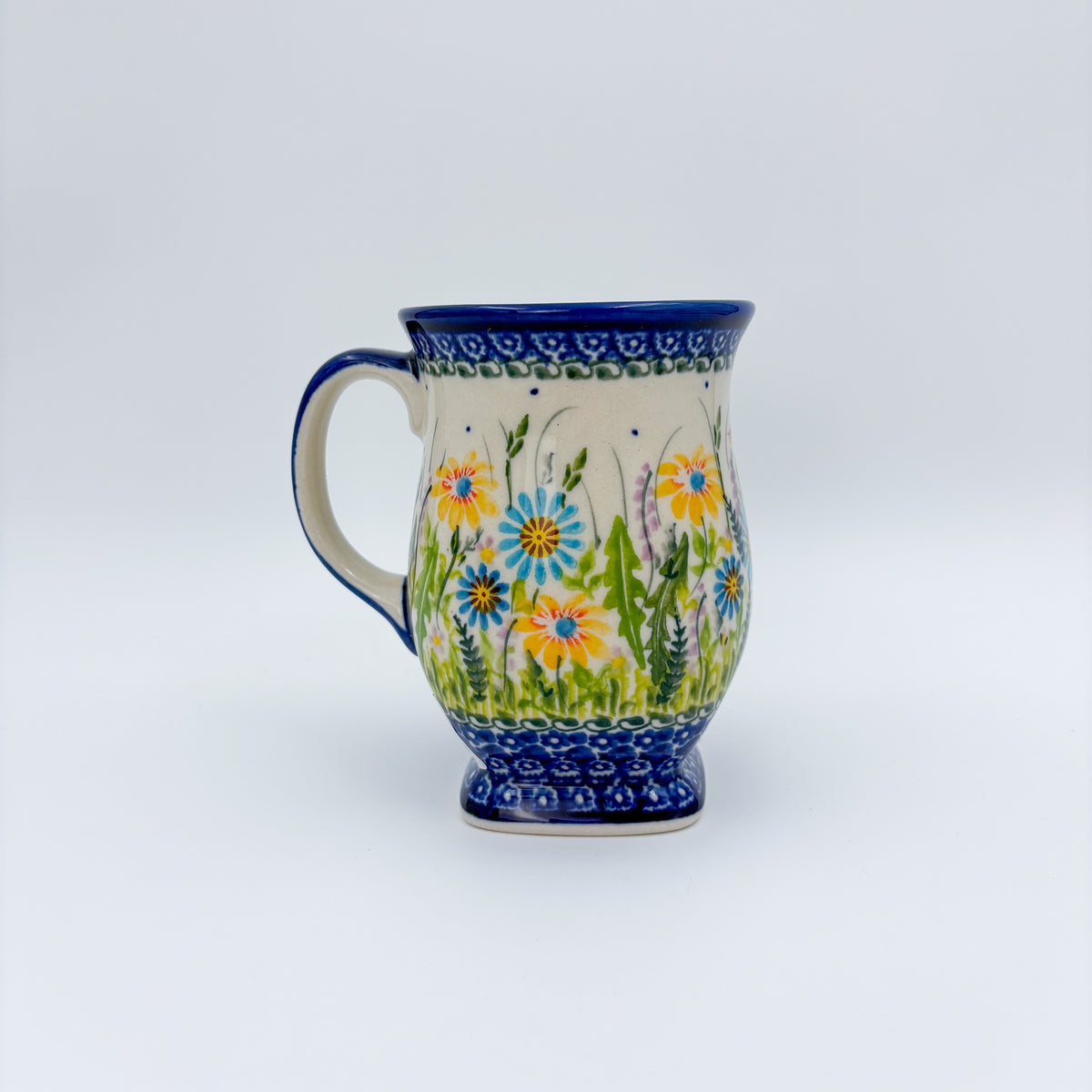 Wildflower Meadow tulip mug on white background, front view