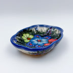 5" Soap Dish.  Handmade Polish pottery.  UNIKAT Forget Me Not Design - Style 2