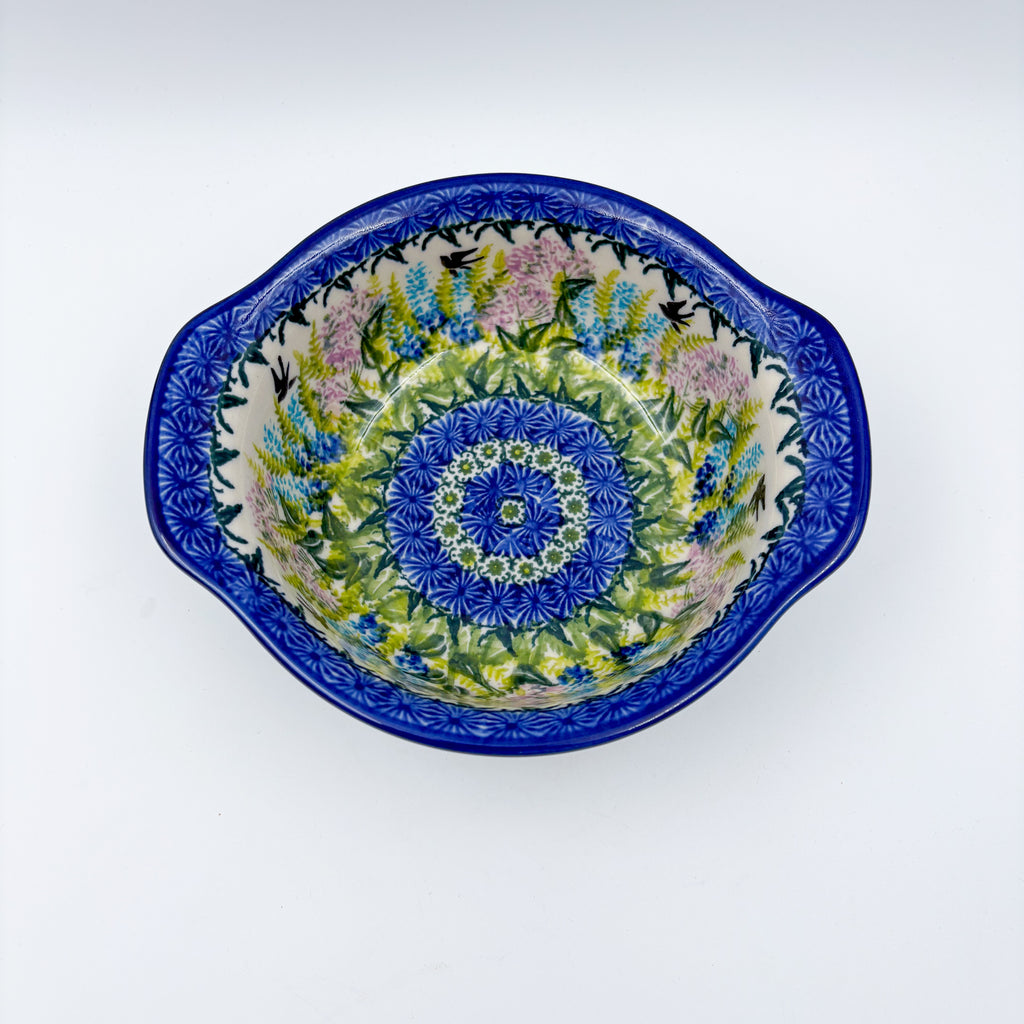 6" Baker with handles. Handmade in Poland.  UNIKAT Danda Bird Design
