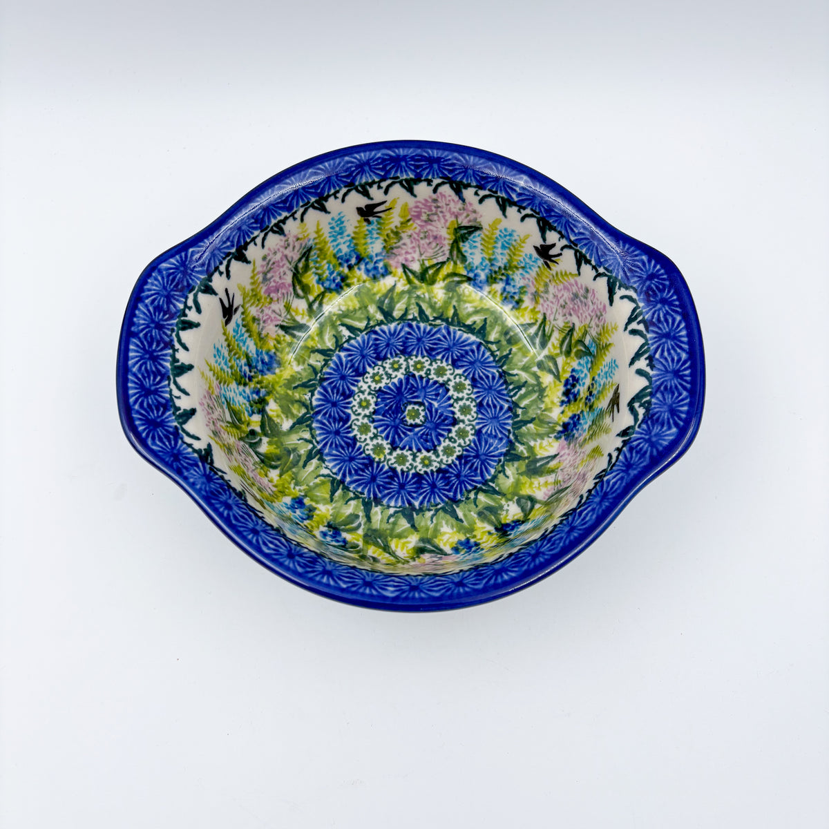 6" Baker with handles. Handmade in Poland.  UNIKAT Danda Bird Design