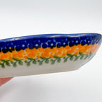 5" Soap Dish.  Handmade Polish pottery.  UNIKAT Tangerine Fields