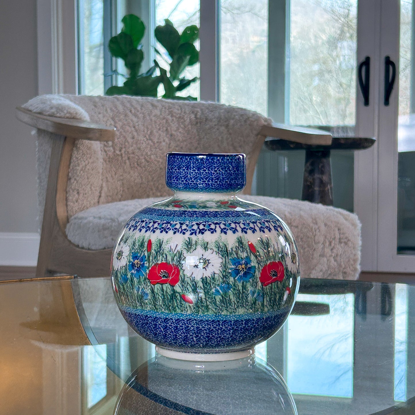 Vase 7”.  Handmade Polish pottery.  UNIKAT Polish Fields