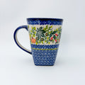 Harvest Fields mug on white background, front view showing pumpkins and rosehips