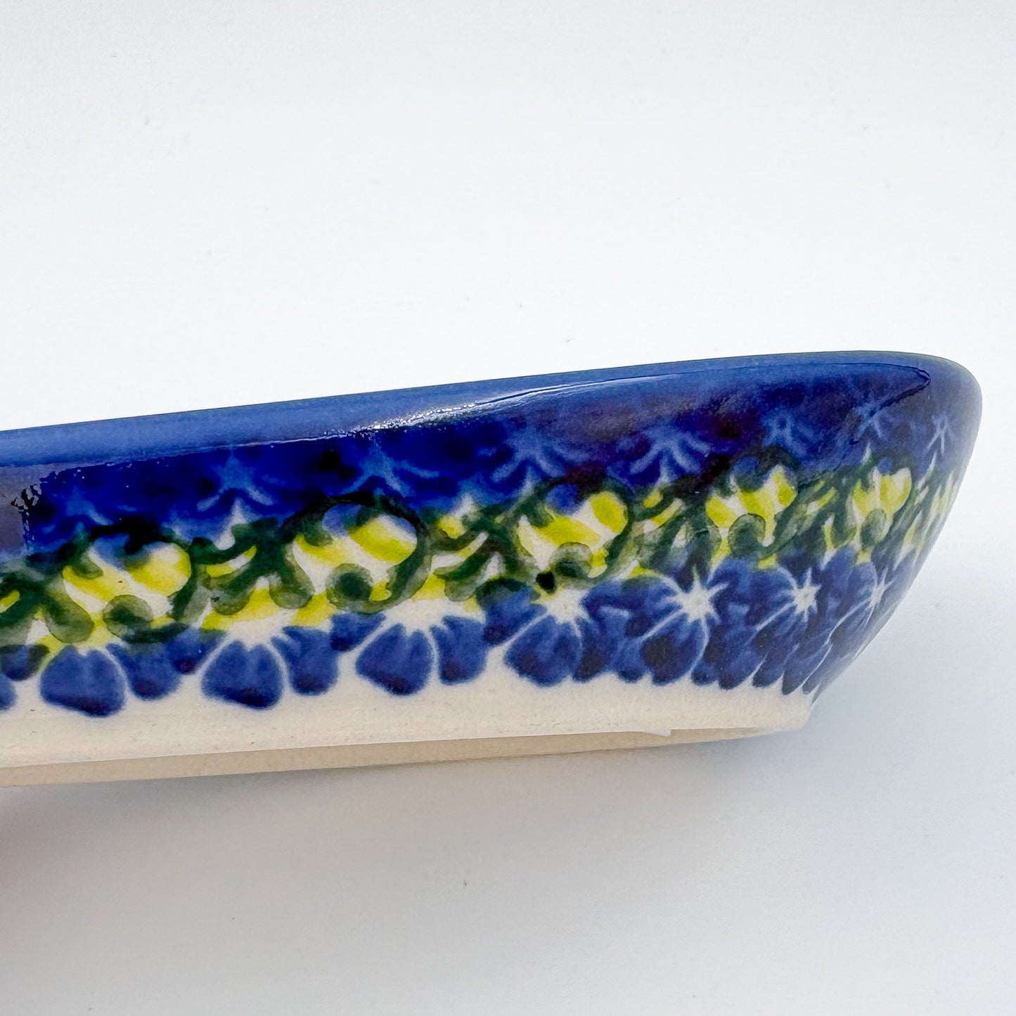 Spoon Rest 5”.  Handmade Polish pottery.  UNIKAT Pink Ruffle