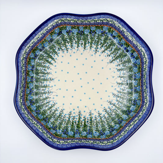 14.5” Clover Platter.  Hand crafted Polish pottery stoneware: UNIKAT Whispering Ferns