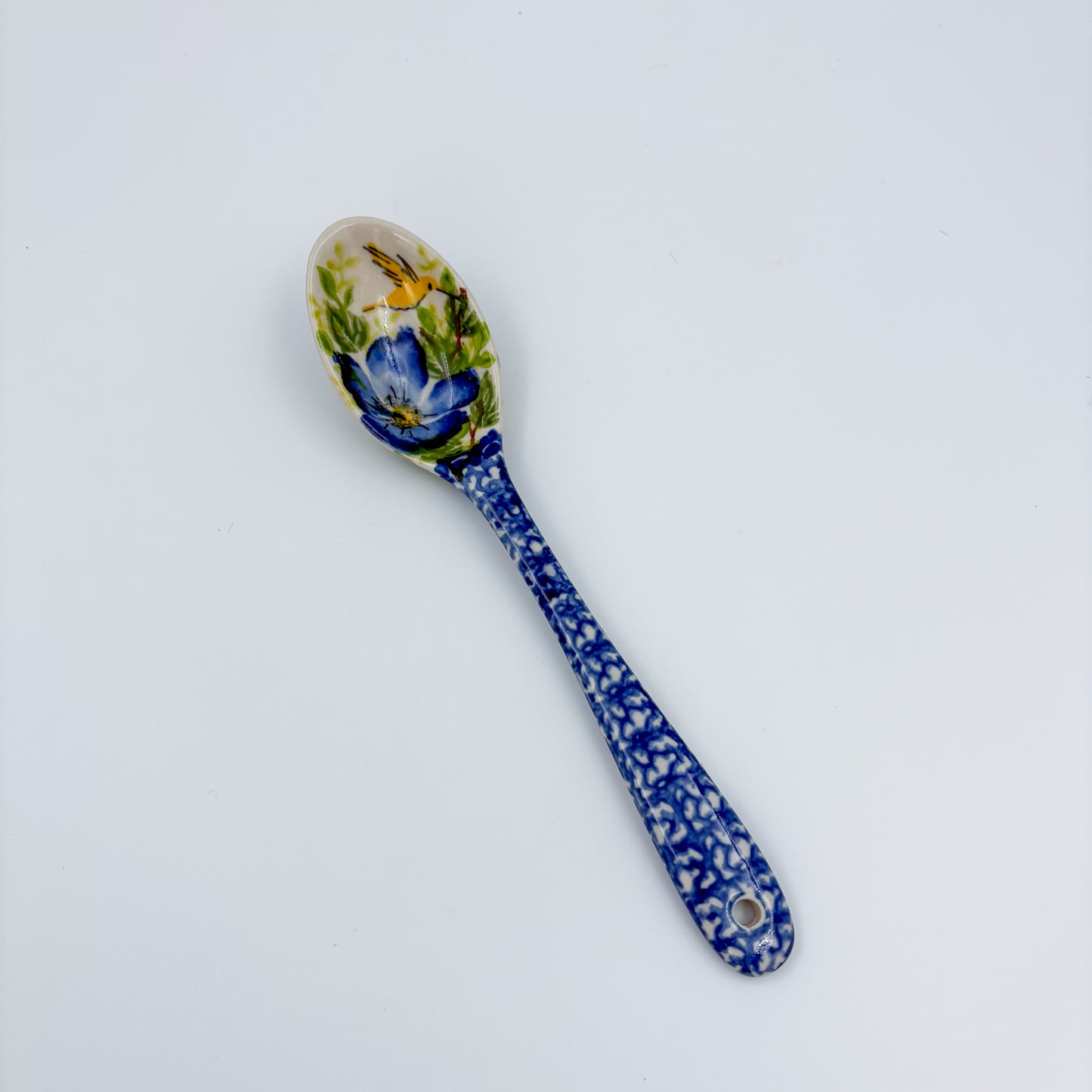 Spoon Lg 8”.  Handmade Polish pottery.