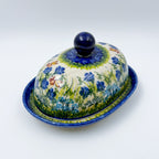 Butter Dish Oval: UNIKAT Bluebell Meadow Design