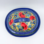 10” Baker Jacek with Lid Handmade in Poland.  UNIKAT Garden Poppy