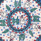 9” Plate.  Hand crafted Polish pottery stoneware: UNIKAT Dancing Snowman