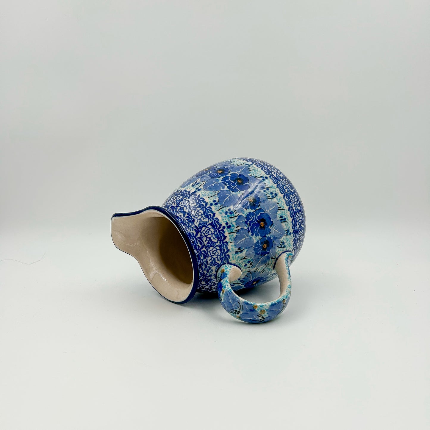 3.5 Cup Pitcher.  Hand painted Polish pottery stoneware.  UNIKAT Deep Winter