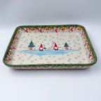 9” Rectangular Baker. Handmade in Poland.  UNIKAT Gnome Winter