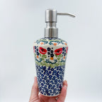 Soap Dispenser 8"  Handmade Polish pottery.  UNIKAT Poppy Bouquet