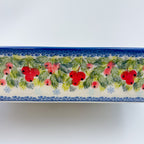 13" Rectangular Baker Handles. Handmade in Poland.  UNIKAT Berry Snowman Design