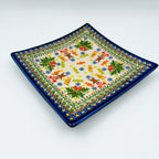 7" Square Toffi Cookie Plate.  Hand crafted Polish pottery stoneware: UNIKAT Candyland Design