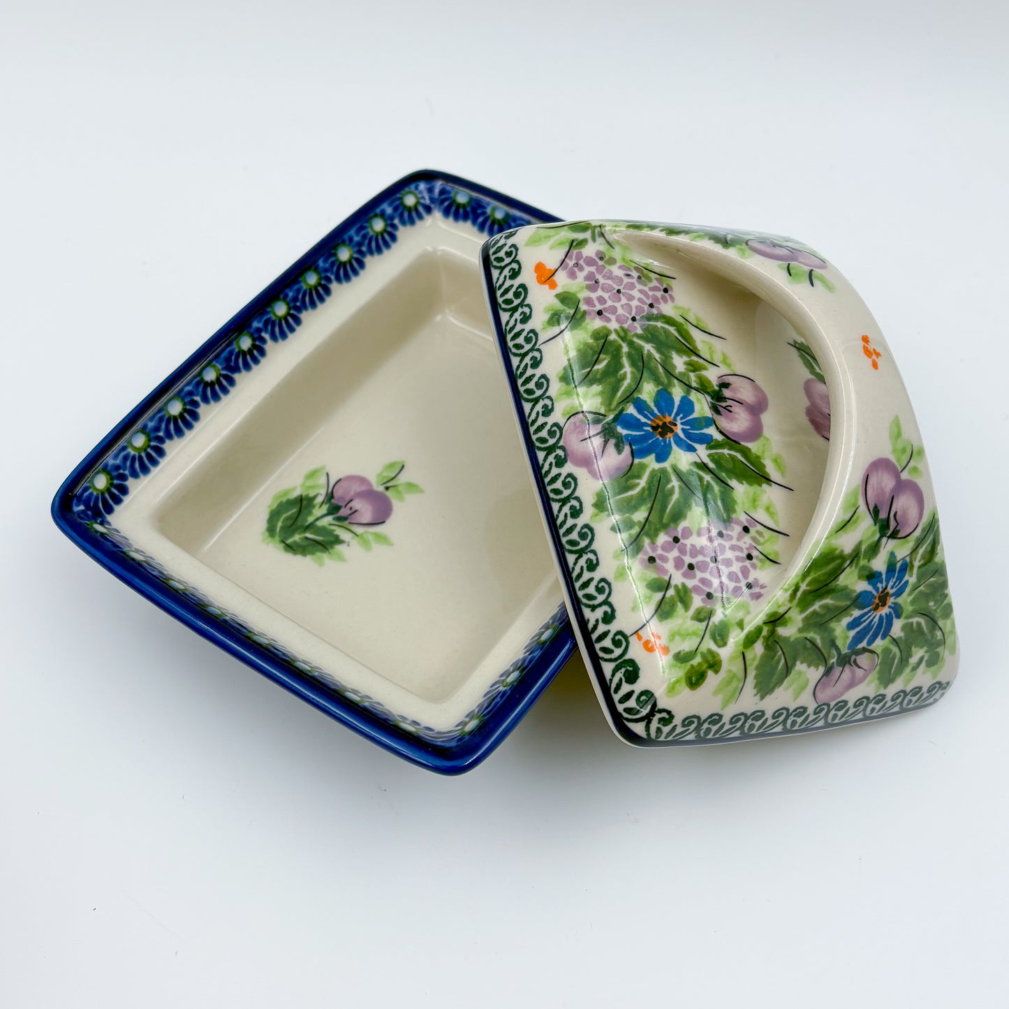 Butter Dish Deep: UNIKAT Floral Garden