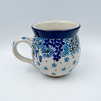 Morning Glory bubble mug on white background, angled front view