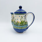 23 oz Teapot Florencja Handcrafted Pottery in Poland.  UNIKAT Snowdrop Garden