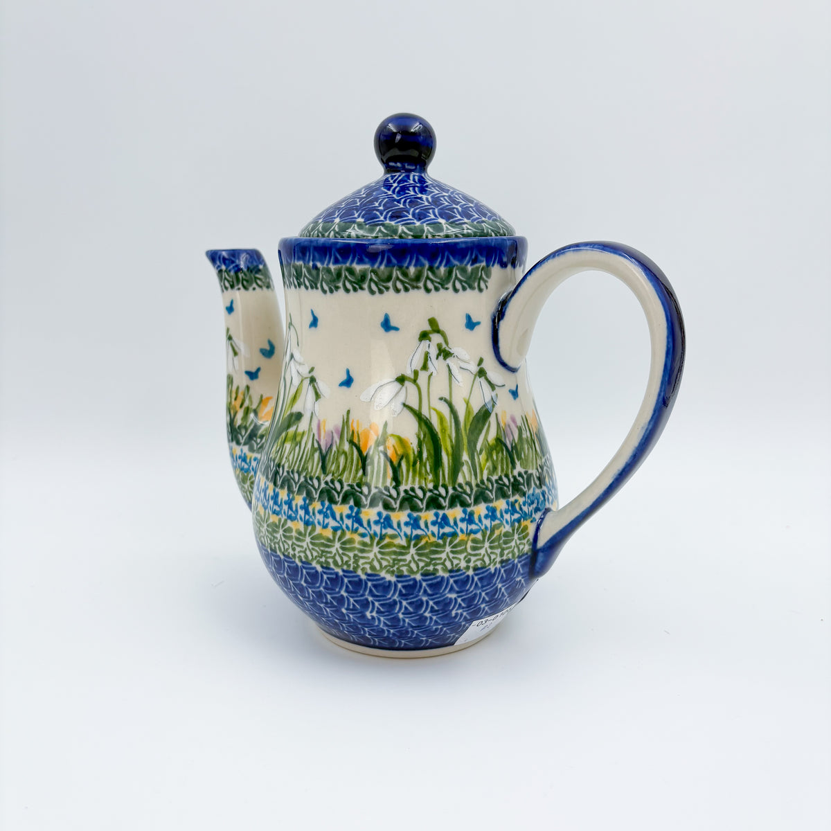 23 oz Teapot Florencja Handcrafted Pottery in Poland.  UNIKAT Snowdrop Garden