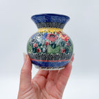 Vase 4”.  Handmade Polish pottery.  UNIKAT Copper Rose Meadow Design