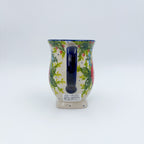 Back view of Red Poppy tulip mug showing handle