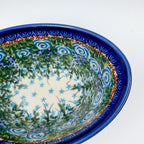 Close-up of rim showing fern and rose pattern on Whispering Ferns oval tub bowl