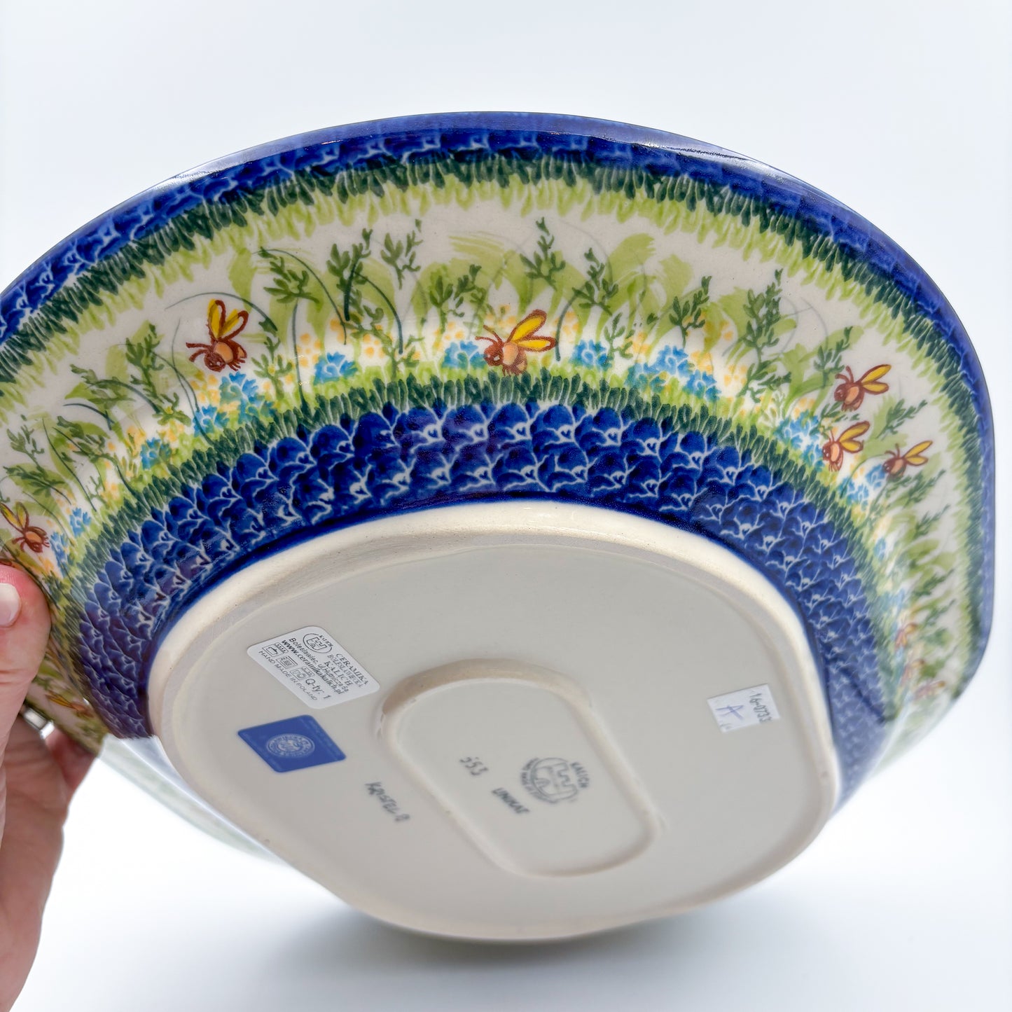 15" XL Oval Platter  Hand crafted Polish pottery stoneware: UNIKAT  Bluebell Meadow Design