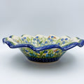 Bluebell Meadow wave bowl on white background, angled front view
