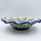 Bluebell Meadow wave bowl on white background, angled front view