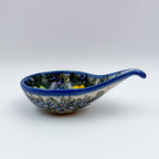 Spoon Stand.  Handmade Polish pottery.  UNIKAT Forget Me Not Pansy